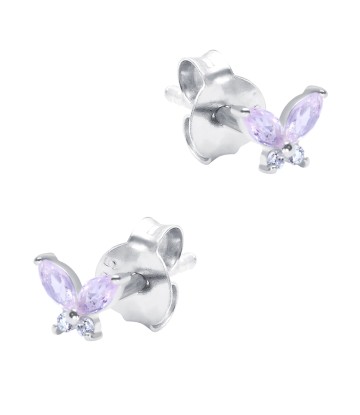 Pink Milky Butterfly Silver Stud Earring STS-6217